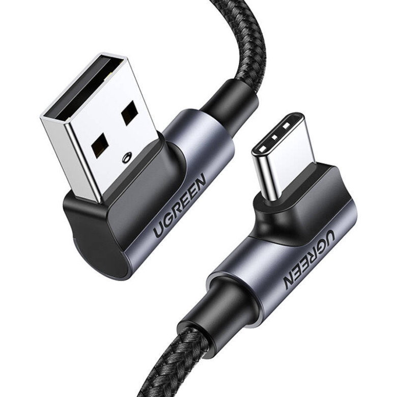UGREEN US176 USB-USB-C ferde kábel, 3A, 1m (fekete) UGREEN US176 USB-USB-C ferde kábel, 3A, 1m (fekete)