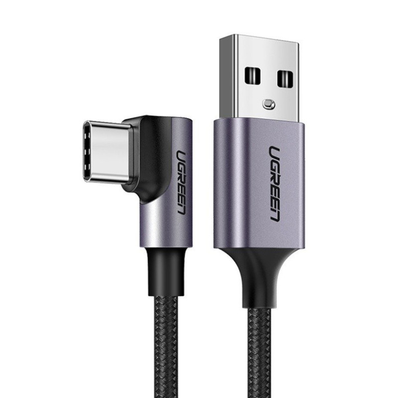 UGREEN US284 USB és USB-C ferde kábel, 3A , 3m (fekete) UGREEN US284 USB és USB-C ferde kábel, 3A , 3m (fekete)