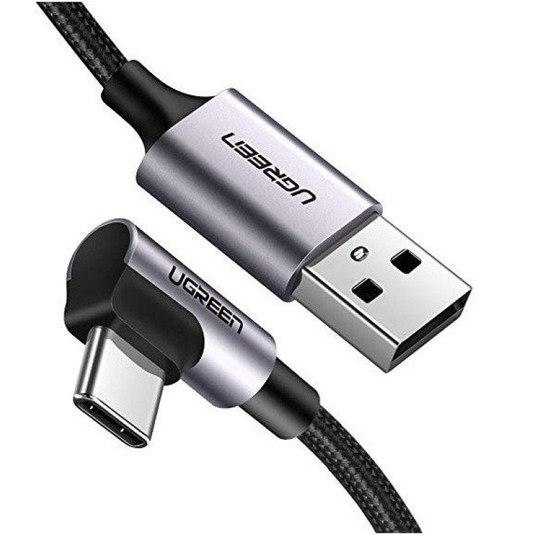 UGREEN US284 USB és USB-C ferde kábel, 3A , 3m (fekete) UGREEN US284 USB és USB-C ferde kábel, 3A , 3m (fekete)