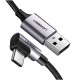 UGREEN US284 USB és USB-C ferde kábel, 3A , 3m (fekete) UGREEN US284 USB és USB-C ferde kábel, 3A , 3m (fekete)