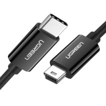 UGREEN US242 USB-C és Mini USB kábel, 1m (fekete) UGREEN US242 USB-C és Mini USB kábel, 1m (fekete)
