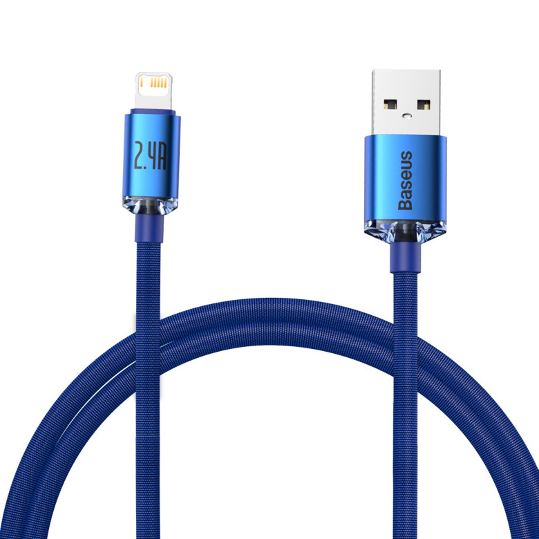 Baseus Crystal Shine USB-Lightning kábel, 2.4A, 1.2m (kék) Baseus Crystal Shine USB-Lightning kábel, 2.4A, 1.2m (kék)
