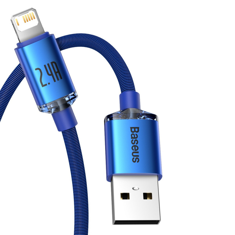 Baseus Crystal Shine USB-Lightning kábel, 2.4A, 1.2m (kék) Baseus Crystal Shine USB-Lightning kábel, 2.4A, 1.2m (kék)