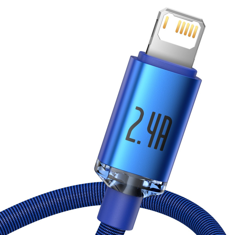 Baseus Crystal Shine USB-Lightning kábel, 2.4A, 1.2m (kék) Baseus Crystal Shine USB-Lightning kábel, 2.4A, 1.2m (kék)