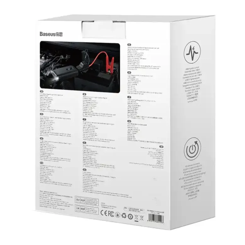 Baseus Super Energy Autó Jump Starter Powerbank / Indító, 10000mAh, 1000A, USB (fekete) Baseus Super Energy Autó Jump Starter Powerbank / Indító, 10000mAh, 1000A, USB (fekete)