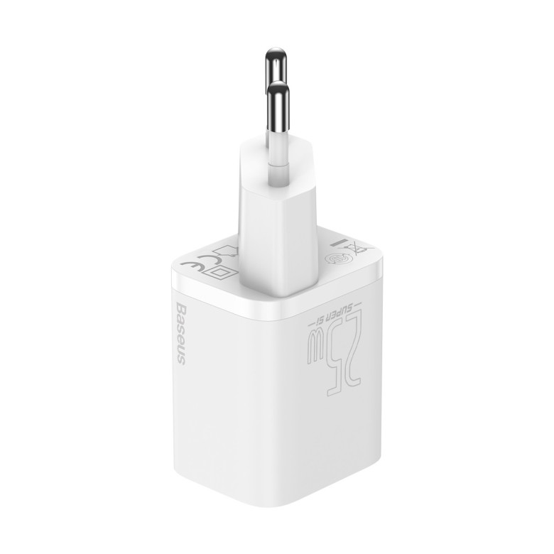 Baseus Super Si gyorstöltő 1C 25W hálózati töltő (fehér) Baseus Super Si gyorstöltő 1C 25W hálózati töltő (fehér)