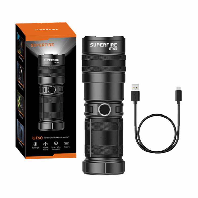 Zseblámpa Superfire GT60 – 2600 lm, 2 mód, USB-C