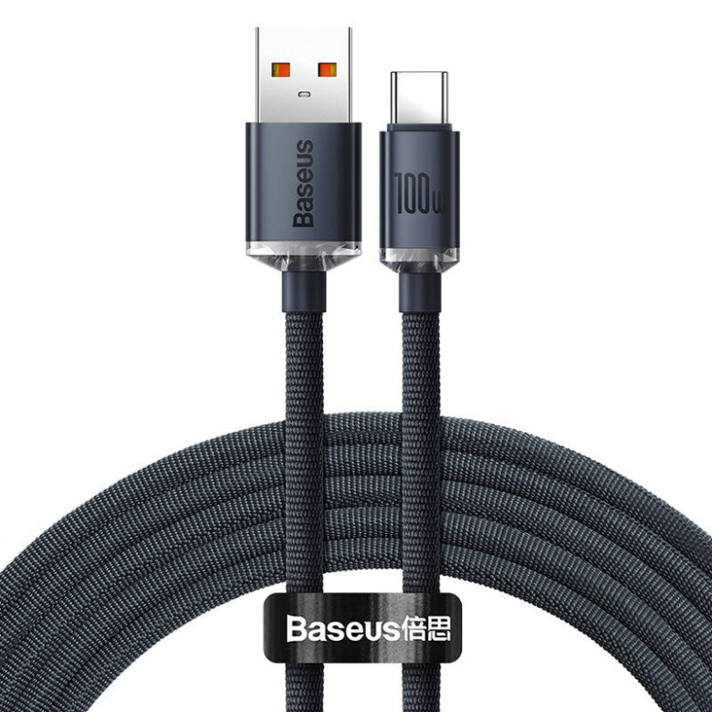 Baseus Crystal Shine USB-USB-C kábel, 100W, 2m (fekete) Baseus Crystal Shine USB-USB-C kábel, 100W, 2m (fekete)