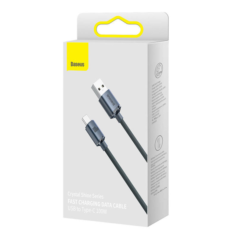 Baseus Crystal Shine USB-USB-C kábel, 100W, 2m (fekete) Baseus Crystal Shine USB-USB-C kábel, 100W, 2m (fekete)