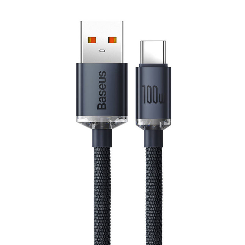 Baseus Crystal Shine USB-USB-C kábel, 100W, 2m (fekete) Baseus Crystal Shine USB-USB-C kábel, 100W, 2m (fekete)