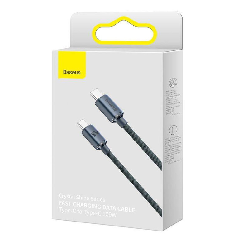 USB-C-USB-C Baseus Crystal Shine kábel, 100W, 1,2m (fekete) USB-C-USB-C Baseus Crystal Shine kábel, 100W, 1,2m (fekete)