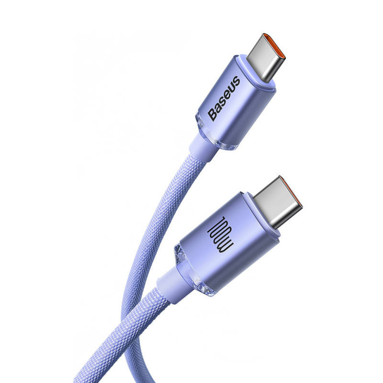 Kábel USB-C do USB-C Baseus Crystal Shine,100W, 1.2m (fioletowy) Kábel USB-C do USB-C Baseus Crystal Shine,100W, 1.2m (fioletowy)