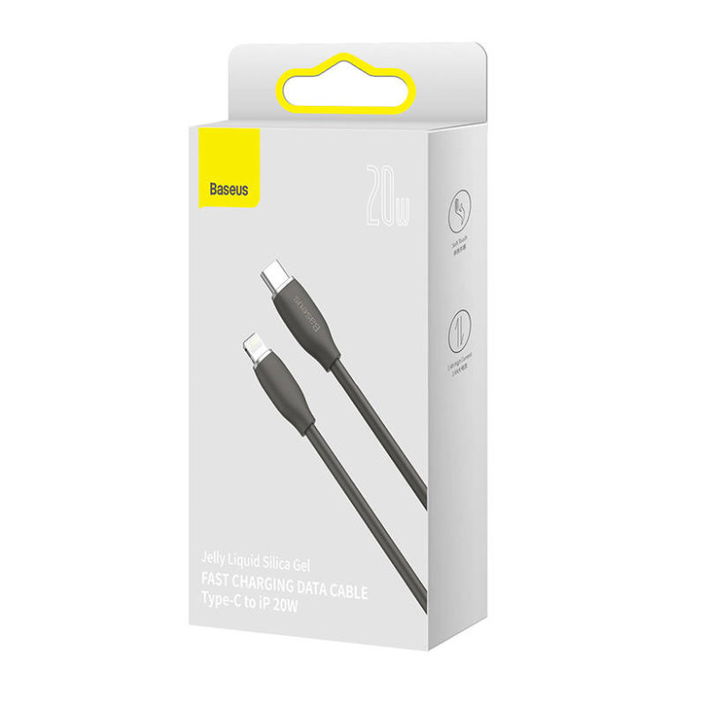 Baseus Jelly USB-C-Lightning kábel, 20W, 1,2m (fekete) Baseus Jelly USB-C-Lightning kábel, 20W, 1,2m (fekete)