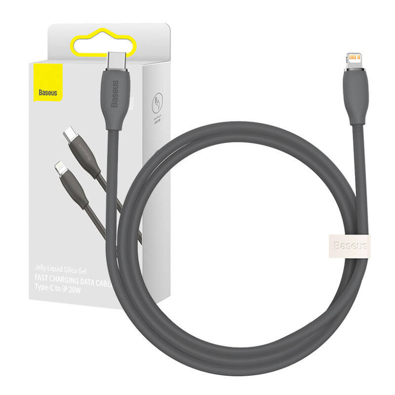 Baseus Jelly USB-C-Lightning kábel, 20W, 1,2m (fekete) Baseus Jelly USB-C-Lightning kábel, 20W, 1,2m (fekete)