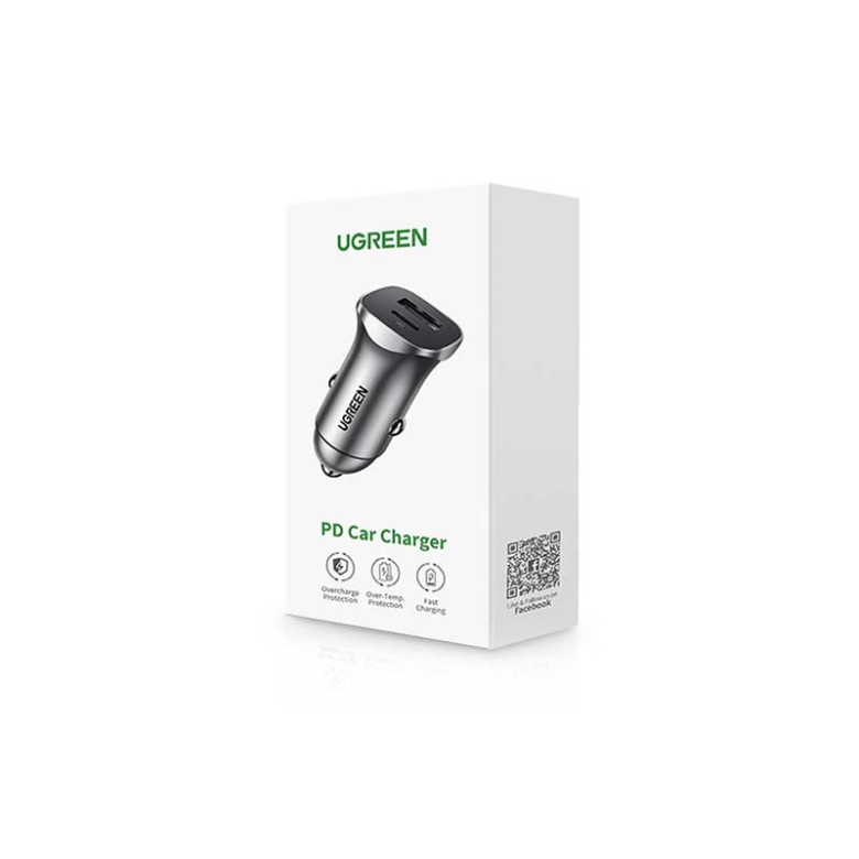 UGREEN CD130 autós töltő, USB-A+PD 3.0, USB-C, QC3.0 30W (szürke)