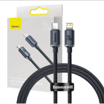 Baseus Crystal USB-C-Lightning kábel, 20W, PD, 1.2m (fekete)