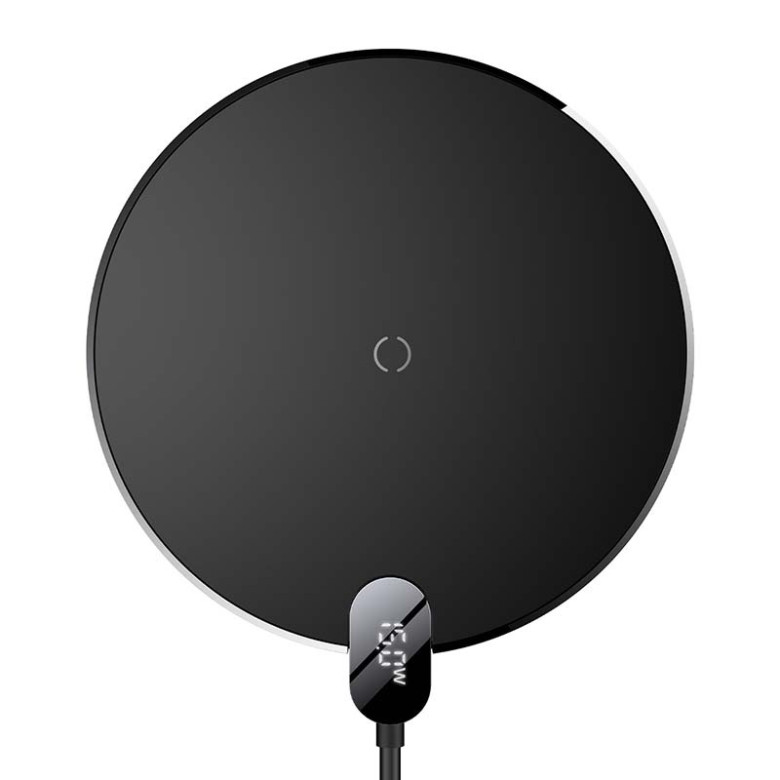 Baseus Digital vezeték nélküli töltő, LED, 15W (fekete) Baseus Digital vezeték nélküli töltő, LED, 15W (fekete)