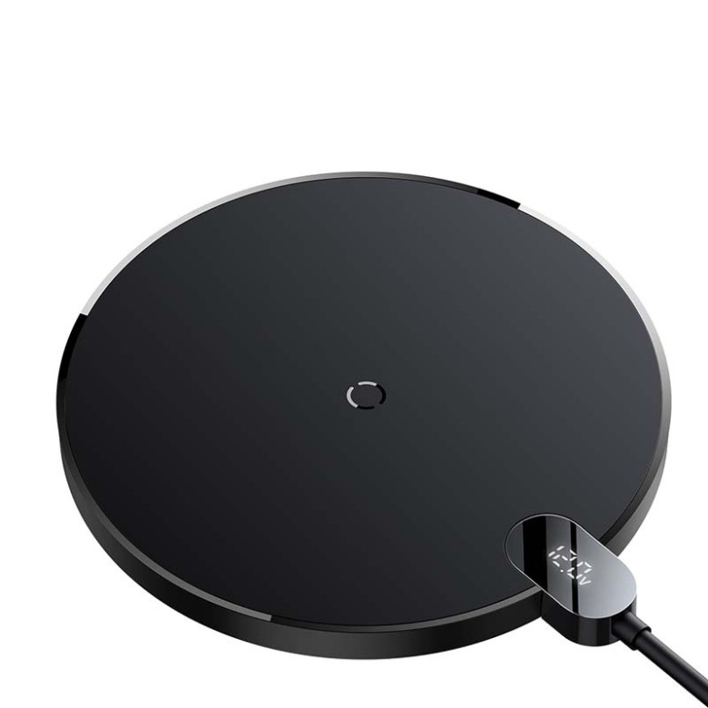 Baseus Digital vezeték nélküli töltő, LED, 15W (fekete) Baseus Digital vezeték nélküli töltő, LED, 15W (fekete)