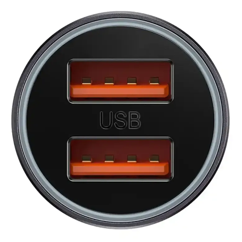Baseus Golden Contactor Max autós töltő, 2x USB, 60W (szürke)