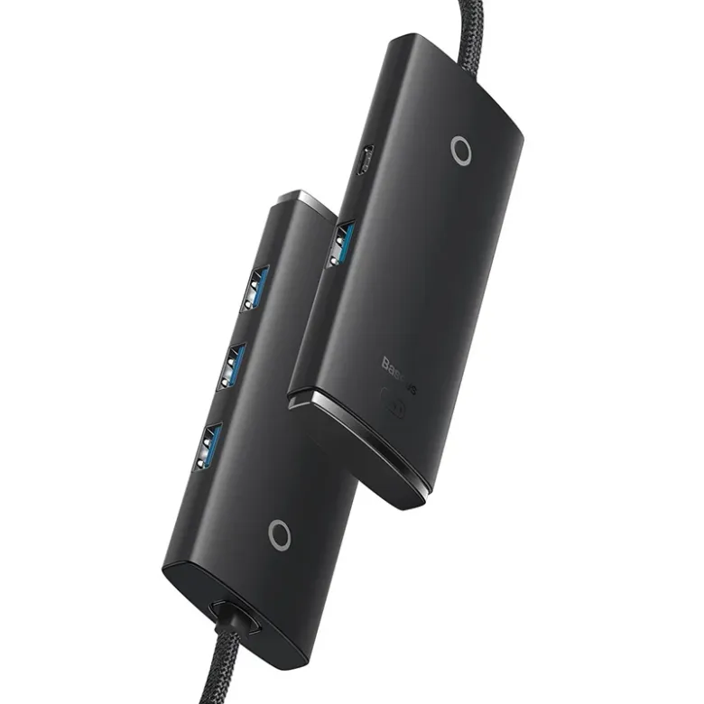 Baseus Lite Series 4 az 1-ben hub, USB-C - 4x USB 3.0 + USB-C, 1m (fekete) Baseus Lite Series 4 az 1-ben hub, USB-C - 4x USB 3.0 + USB-C, 1m (fekete)