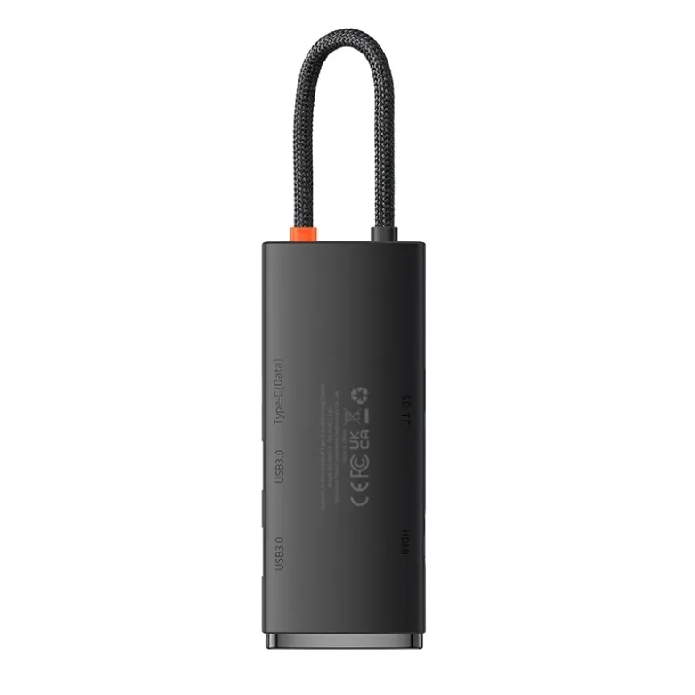 Baseus Lite Series 6 az 1-ben Hub, USB-C-2x USB 3.0+USB-C+HDMI+SD/TF (fekete) Baseus Lite Series 6 az 1-ben Hub, USB-C-2x USB 3.0+USB-C+HDMI+SD/TF (fekete)