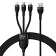Baseus Flash Series 3 az 1-ben USB-kábel, USB-C + micro USB + Lightning, 100W, 1.2m (fekete) Baseus Flash Series 3 az 1-ben USB-kábel, USB-C + micro USB + Lightning, 100W, 1.2m (fekete)