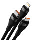 Baseus Flash Series 3 az 1-ben USB-kábel, USB-C + micro USB + Lightning, 100W, 1.2m (fekete) Baseus Flash Series 3 az 1-ben USB-kábel, USB-C + micro USB + Lightning, 100W, 1.2m (fekete)