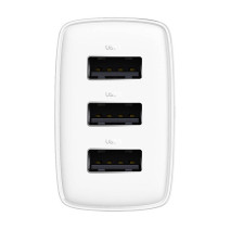 Baseus kompakt gyorstöltő, 3x USB, 17W (fehér) Baseus kompakt gyorstöltő, 3x USB, 17W (fehér)