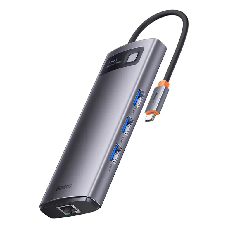 Baseus Metal Gleam Series 7 az 1-ben hub, USB-C - 3x USB 3.0 + HDMI + USB-C PD + VGA + Ethernet RJ45 Baseus Metal Gleam Series 7 az 1-ben hub, USB-C - 3x USB 3.0 + HDMI + USB-C PD + VGA + Ethernet RJ45