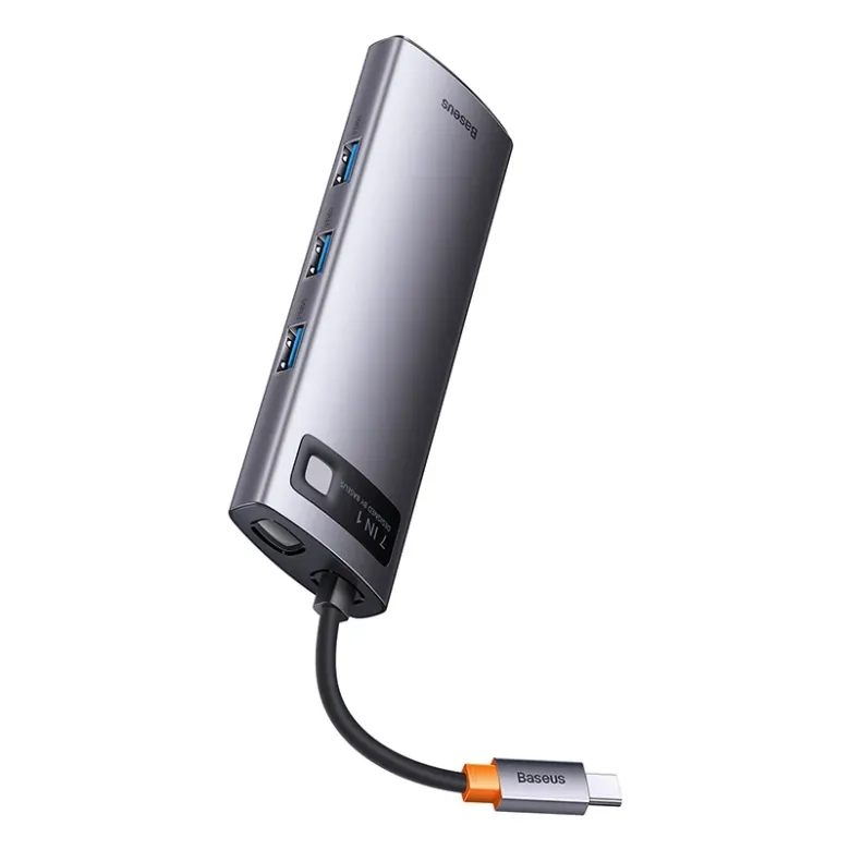 Baseus Metal Gleam Series 7 az 1-ben hub, USB-C - 3x USB 3.0 + HDMI + USB-C PD + VGA + Ethernet RJ45 Baseus Metal Gleam Series 7 az 1-ben hub, USB-C - 3x USB 3.0 + HDMI + USB-C PD + VGA + Ethernet RJ45