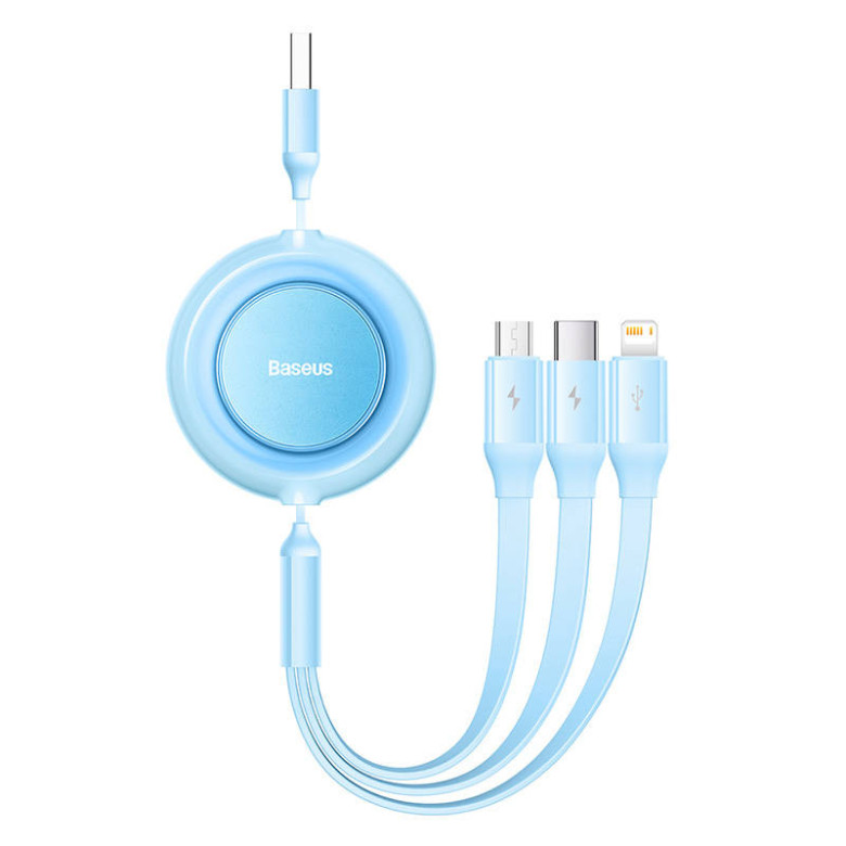 Baseus Bright Mirror 2, 3 az 1-ben Micro-USB / Lightning / USB-C kábel, 3,5 A, 1,1 m (égszínkék) Baseus Bright Mirror 2, 3 az 1-ben Micro-USB / Lightning / USB-C kábel, 3,5 A, 1,1 m (égszínkék)