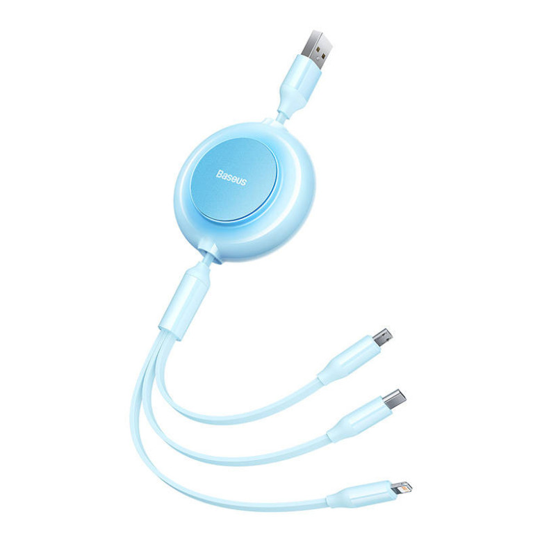Baseus Bright Mirror 2, 3 az 1-ben Micro-USB / Lightning / USB-C kábel, 3,5 A, 1,1 m (égszínkék) Baseus Bright Mirror 2, 3 az 1-ben Micro-USB / Lightning / USB-C kábel, 3,5 A, 1,1 m (égszínkék)
