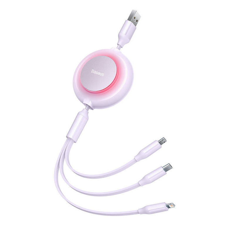 Baseus Bright Mirror 2, 3 az 1-ben Micro-USB / Lightning / USB-C kábel, 3,5 A, 1,1 m (lila) Baseus Bright Mirror 2, 3 az 1-ben Micro-USB / Lightning / USB-C kábel, 3,5 A, 1,1 m (lila)