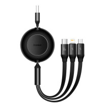 Baseus Bright Mirror 3, 3 az 1-ben Micro-USB / Lightning / USB-C kábel, 66W / 2A, 1,1 m (fekete) Baseus Bright Mirror 3, 3 az 1-ben Micro-USB / Lightning / USB-C kábel, 66W / 2A, 1,1 m (fekete)