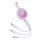 Baseus Bright Mirror 3, 3 az 1-ben Mikro USB / Lightning / USB-C kábel, 66W / 2A, 1,1 m (lila) Baseus Bright Mirror 3, 3 az 1-ben Mikro USB / Lightning / USB-C kábel, 66W / 2A, 1,1 m (lila)