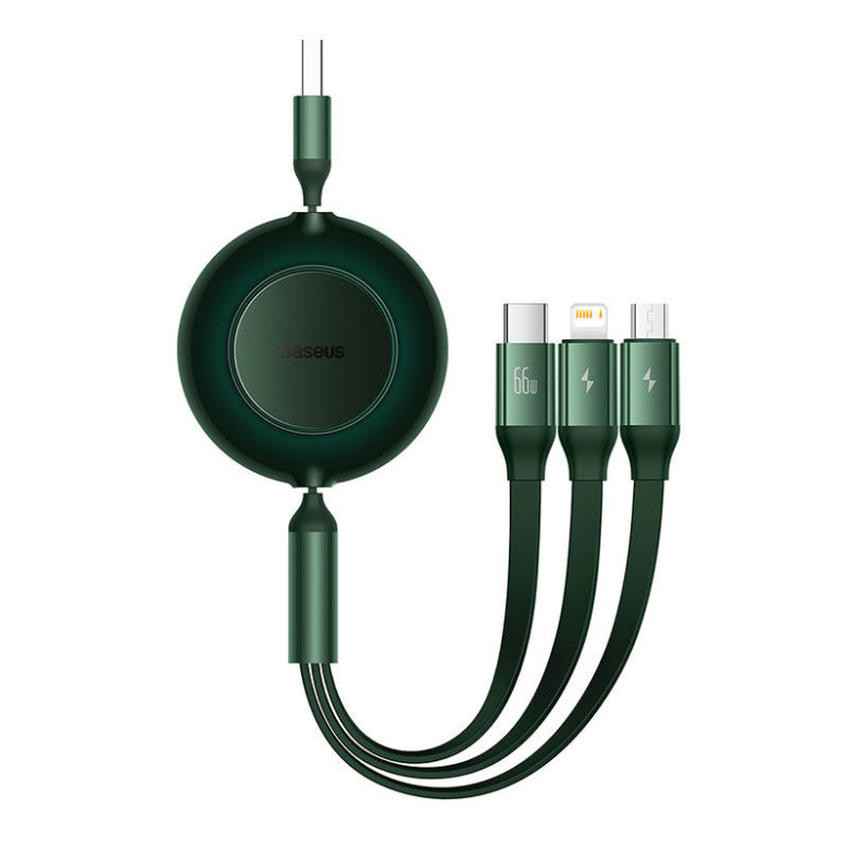 Baseus Bright Mirror 3, 3 az 1-ben Micro-USB / Lightning / USB-C kábel, 66W / 2A, 1,1 m (zöld) Baseus Bright Mirror 3, 3 az 1-ben Micro-USB / Lightning / USB-C kábel, 66W / 2A, 1,1 m (zöld)
