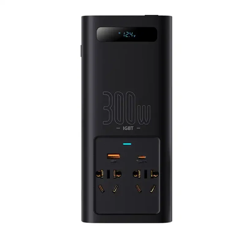 Baseus autós inverter 300W, 220V, CN / EU (fekete) Baseus autós inverter 300W, 220V, CN / EU (fekete)