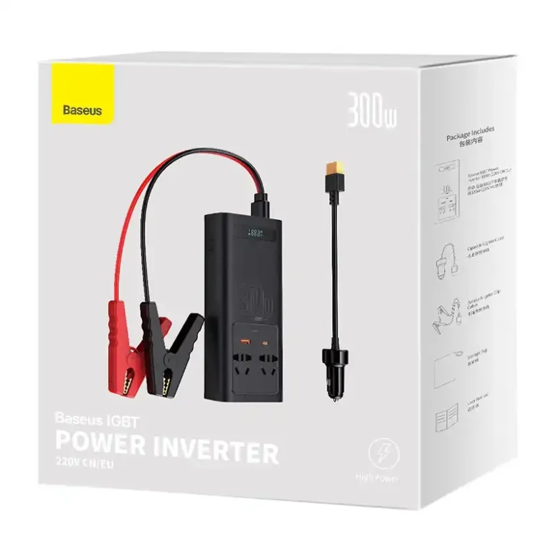 Baseus autós inverter 300W, 220V, CN / EU (fekete) Baseus autós inverter 300W, 220V, CN / EU (fekete)