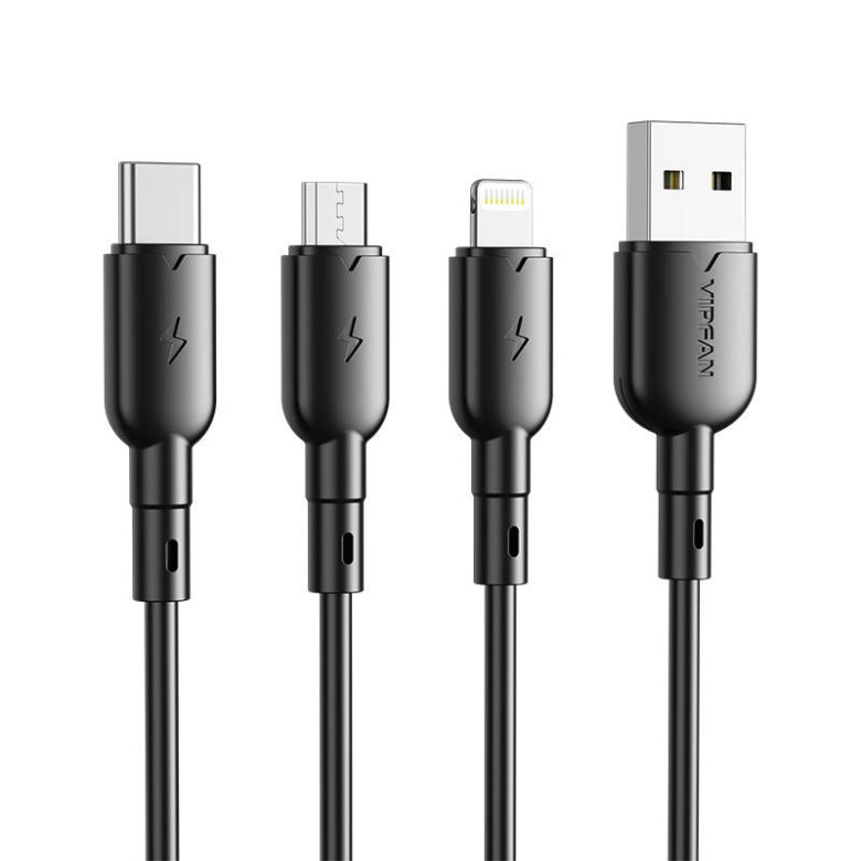 USB-Micro USB kábel Vipfan Colorful X11, 3A, 1m (fekete) USB-Micro USB kábel Vipfan Colorful X11, 3A, 1m (fekete)