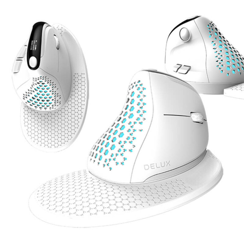 Delux M618XSD BT+2.4G RGB vezeték nélküli ergonomikus egér (fehér) Delux M618XSD BT+2.4G RGB vezeték nélküli ergonomikus egér (fehér)