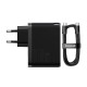 Baseus GaN USB-C + USB fali töltő, 100W + 1m kábel (fekete) Baseus GaN USB-C + USB fali töltő, 100W + 1m kábel (fekete)