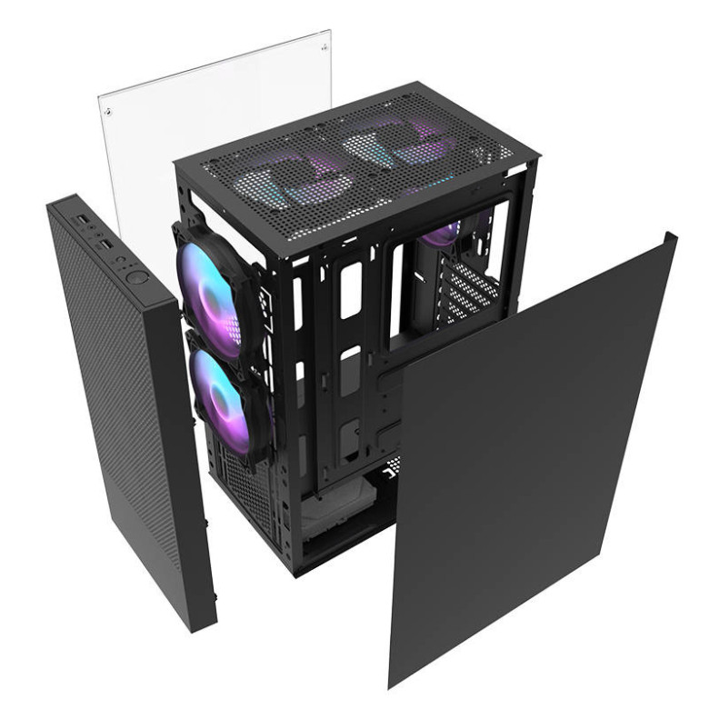 Darkflash A290 számítógépház + 3 RGB ventilátor (fekete)