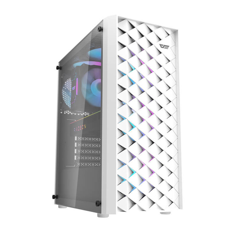Darkflash DK351 számítógépház + 4 RGB ventilátor (fehér)