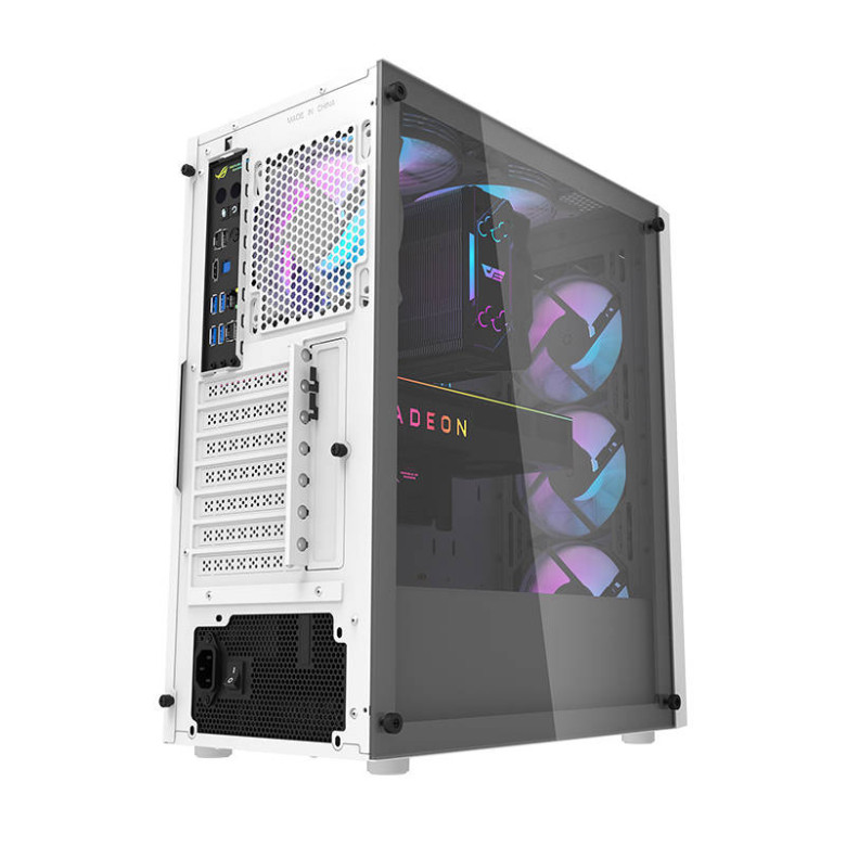 Darkflash DK351 számítógépház + 4 RGB ventilátor (fehér)