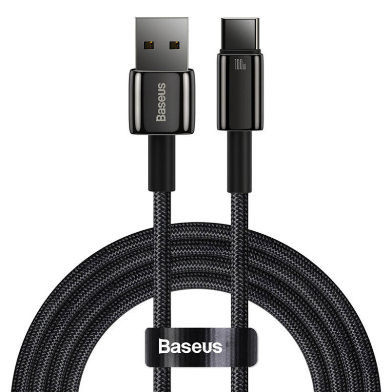 Baseus Tungsten Gold USB - USB-C Kábel, 100W, 2m (fekete) Baseus Tungsten Gold USB - USB-C Kábel, 100W, 2m (fekete)