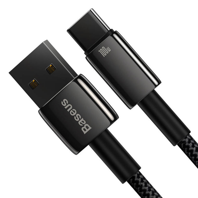 Baseus Tungsten Gold USB - USB-C Kábel, 100W, 2m (fekete) Baseus Tungsten Gold USB - USB-C Kábel, 100W, 2m (fekete)