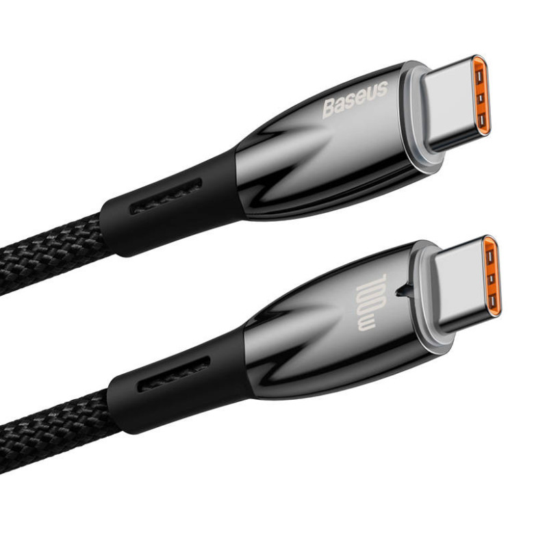 Baseus Glimmer USB-C - USB-C kábel, 100W, 1m (fekete) Baseus Glimmer USB-C - USB-C kábel, 100W, 1m (fekete)
