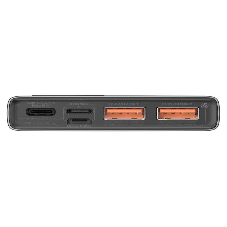 Baseus Adaman fém Powerbank, 10000mAh, 2xUSB, USB-C, Lightning, MicroUSB 22.5W (czarny) Baseus Adaman fém Powerbank, 10000mAh, 2xUSB, USB-C, Lightning, MicroUSB 22.5W (czarny)