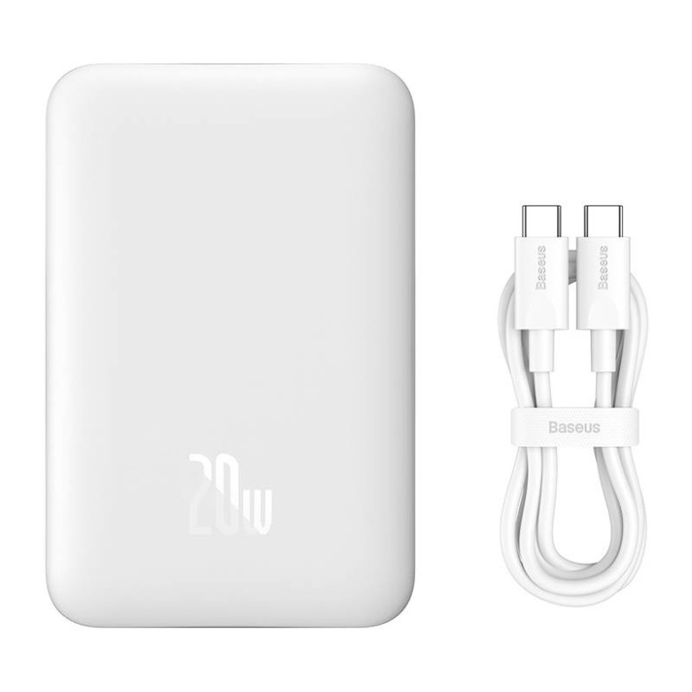 Baseus Magnetic Mini Powerbank, USB-C, 10000mAh, 20W, MagSafe (fehér) Baseus Magnetic Mini Powerbank, USB-C, 10000mAh, 20W, MagSafe (fehér)
