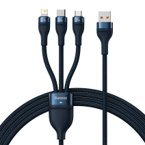 Baseus Flash 3 az 1-ben USB töltőkábel, USB-C + Micro USB + Lightning 66W, 1.2m (kék) Baseus Flash 3 az 1-ben USB töltőkábel, USB-C + Micro USB + Lightning 66W, 1.2m (kék)